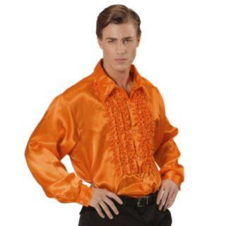 Orange Satinskjorte