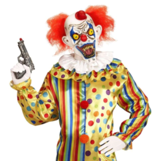Horror Klovn Latexmaske Med Hår & Hat