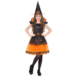 Halloween Heks Børnekostume Orange