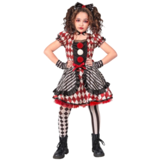 Psyko Harlekin Dukke Børnekostume
