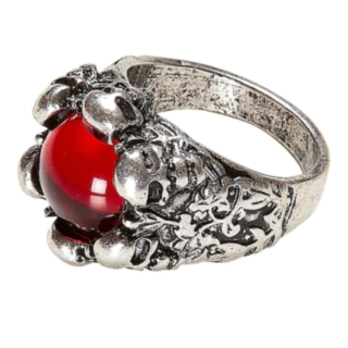 Kranie Ring Med Rød Sten