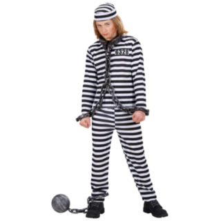 Fangedragt Sort/Hvid Børnekostume