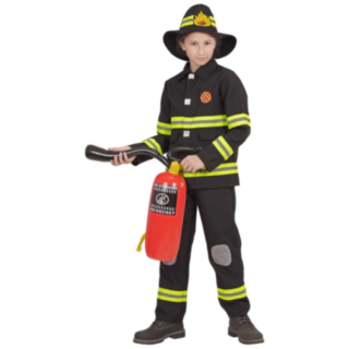 Sort Brandmand Børnekostume